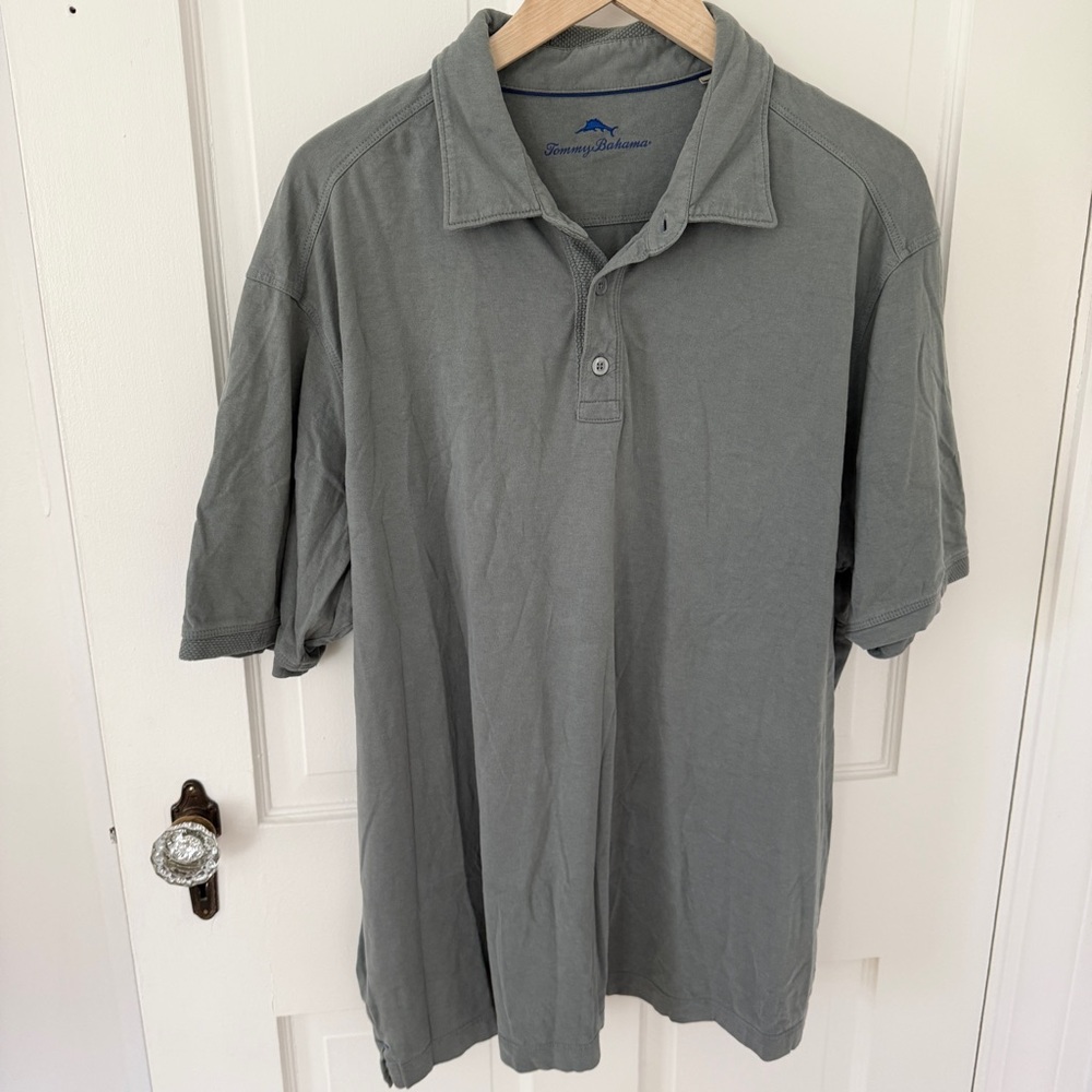 Tommy Bahama Pima Cotton Modal Golf Marlin Logo Polo Shirt Dark Gray Size XL